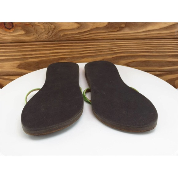 Garnet Hill‎ Size 9 M Women Sandal Flip Flop Green Leather - Picture 10 of 10